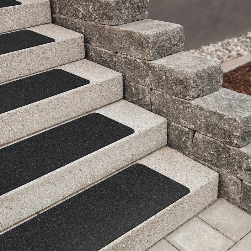MBIGM 8-Pack 24" X 6" Pre-Cut Stair Treads 80 Grit Non-Slip Outdoor Tape Black Heavy Duty Anti Slip Traction Adhesive Strips - Image 1